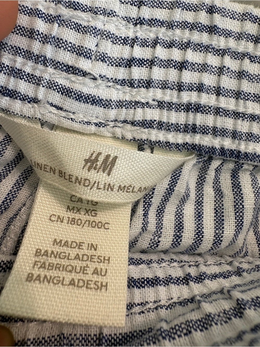 H&M Light Blue Stripe Men's Drawstring Linen Pants - Picture 2 of 10